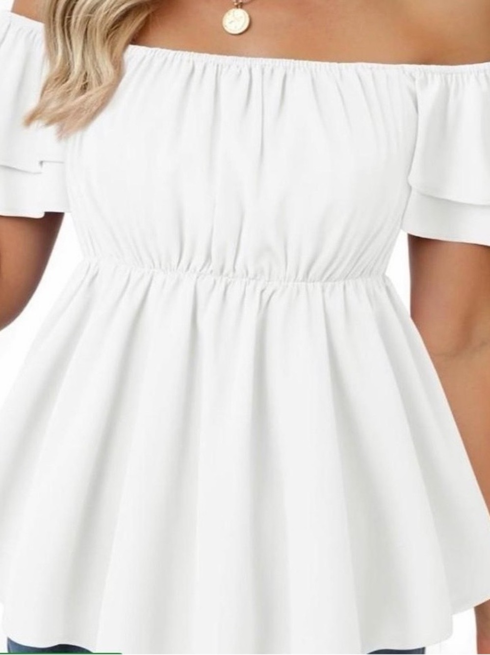 Off-Shoulder White Peplum One-Shoulder Dress